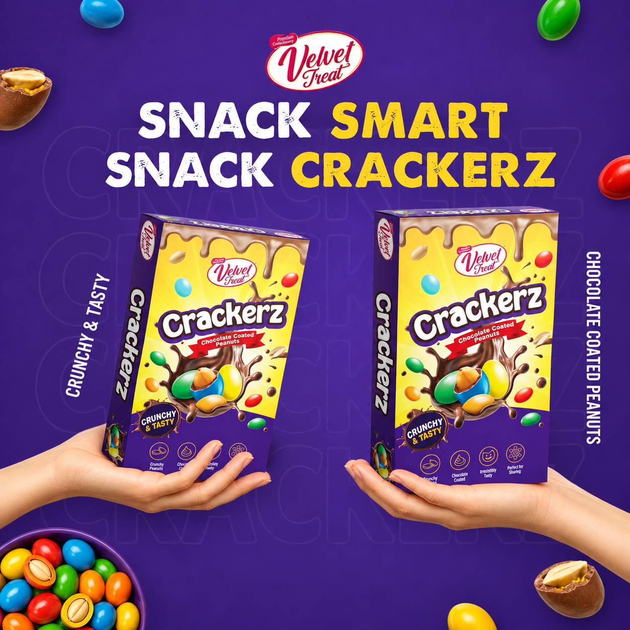 Crackerz Chocolate Coated Peanuts – 12 Pack Box